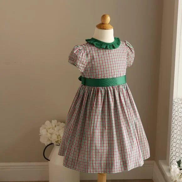 green red and white plaid dress Girls: In Your Happy Place Red Tartan Plaid Dress, (14/16) - The Mint Julep Boutique main image 1